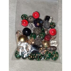 Vintage Mixed Decorative Craft Beads Jewelry Making Lot 0.9 oz Glass Acrylic Met